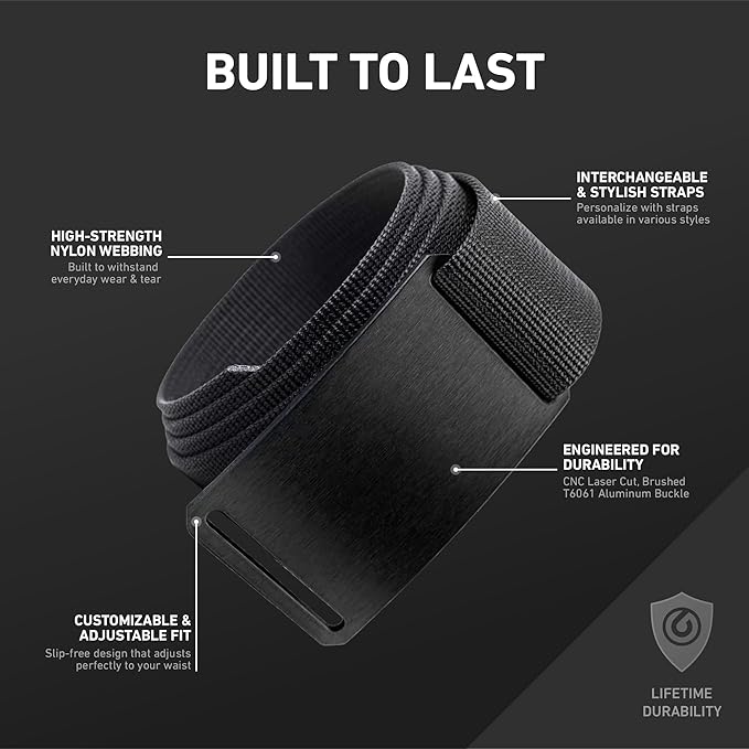 GRIP6 Classic Belt - 1.5-Inch Adjustable Nylon Belts - Versatile Lifestyle and Tactical Belt for Men and Women