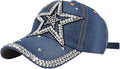 Hoce Fashion Rhinestone Denim Baseball Cap Studded Bling Hat for Women