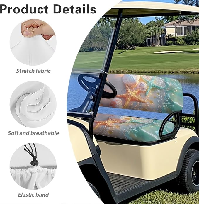 Suobstales Golf Cart Front and Rear Seat Cover Set for EZGO TXT RXV & Club Car DS 2 Passenger, Washable Bench Seat Covers Kit