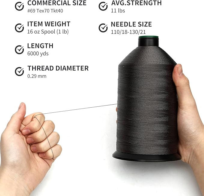 Extra Strong Bonded Nylon Thread #69 Tex70 – 16 OZ, Versatile Stitching Solution - Image 3