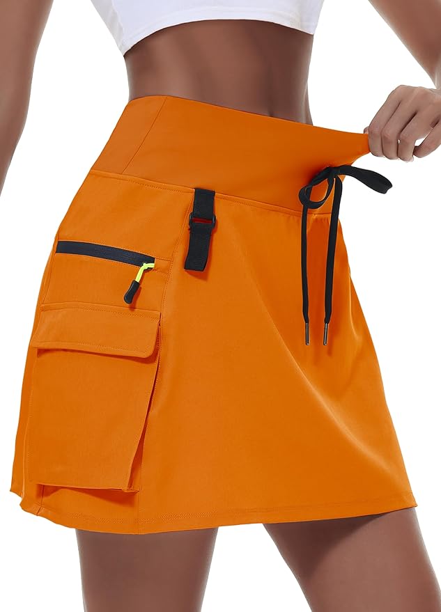 MIVEI Skorts for Woman - Hiking Cargo Skorts with Zipper Pockets, High Waisted Quick Dry Golf Workout, Dressy Casual