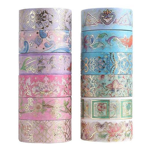 12 Rolls Floral Washi Tape Set, Botanical Washi Tape - Image 4