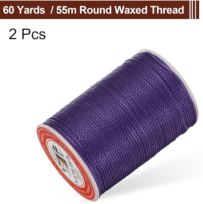 uxcell Round Leather Sewing Waxed Thread, 55m / 60 Yards Polyester Wax String - Image 3