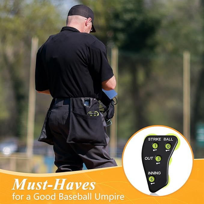Deekin 4 Wheel Baseball Umpire Clicker Black Indicator Gear Practical Baseball Counter Clicker for Scorekeeper Recording Outs Innings Balls Softball Referee Equipment
