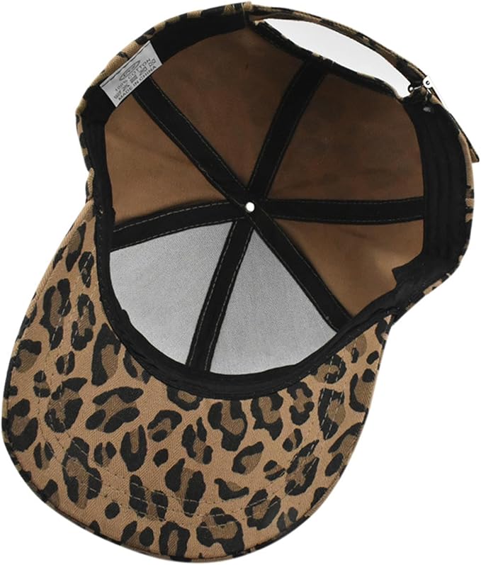 Baseball Hats for Women Men Adjustable Leopard Print Dad Trucker Hat Cotton Sun Protection Caps Sports Golf Medium