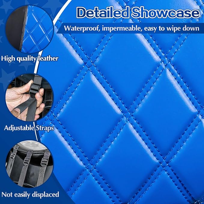 NOKINS 4PCS Golf Cart Diamond Seat Covers Kit,Front and Rear Seat Covers for Club Car Precedent/EZGO TXT/Yamaha Original Regular Seat Cushion (Blue and Black, Fit EZGO TXT 1994-2013)