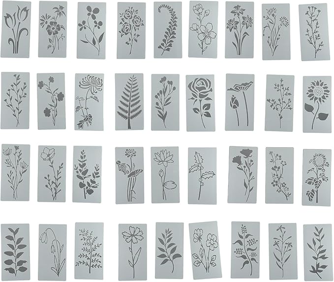 36 Pieces Flower Stencils for Painting on Walls, Reusable Floral Stencils by Unknown