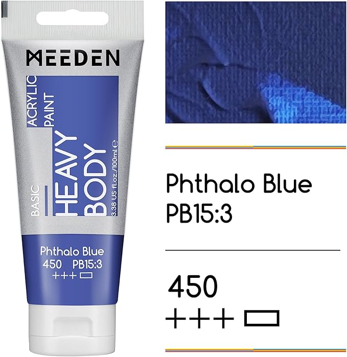MEEDEN Acrylic Paint Phthalo Blue: Bundled - 100ml/3.38oz x 2 Bulk Heavy Body - Image 2