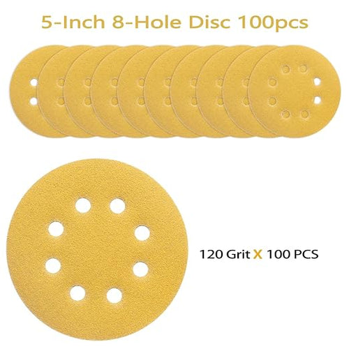 100PCS 5 Inch 8 Hole Sanding Discs 120 Grit - Image 2