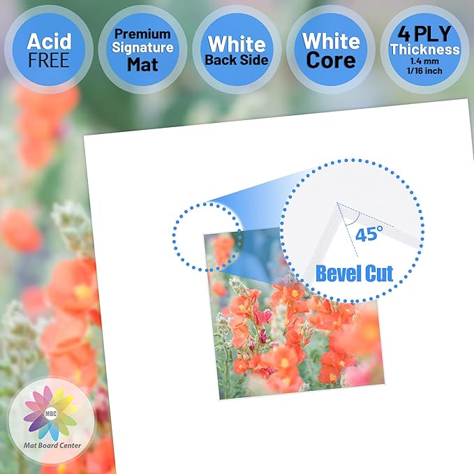 Mat Board Center, 8x8 for 4x4 White Photo Picture Mats - Image 3