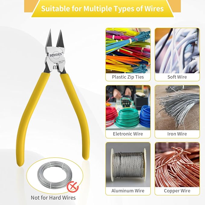 BOOSDEN Wire Cutters 10 PACK, 6 inch Wire Clippers, Dikes Side Cutter Nippers - Image 5