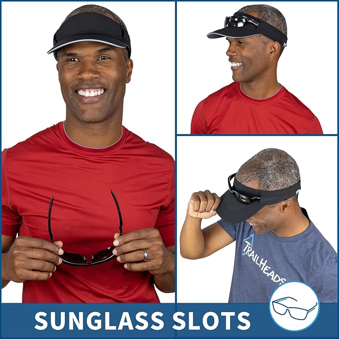 TrailHeads Sun Visor Hat for Men - Recycled Golf Visors for Men - Mens Running Visor for Tennis, Sports, Workouts