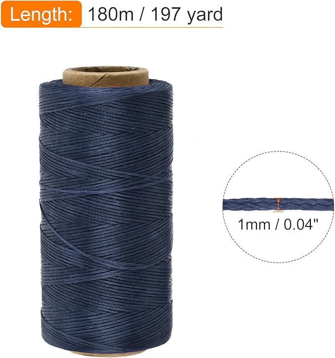 MECCANIXITY Waxed Thread, 197 Yard 1mm 210D Flat Wax Thread Polyester Waxed - Image 2