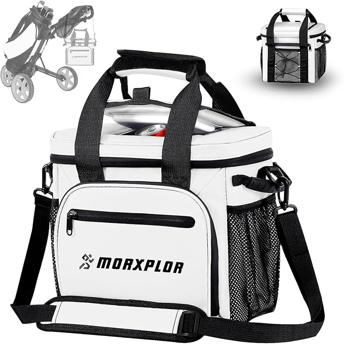 MORXPLOR Golf Cart Cooler with Magnetic Lid 12-Can Insulated Soft Cooler Bag Collapsible for Golf Cart,Golf Accessories,Lunch Camping Cooler Insulated Lunch Bag with Adjustable Shoulder Strap