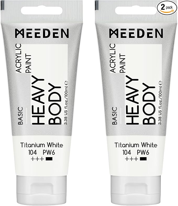 MEEDEN Titanium White Acrylic Paint: Pack of 2 Heavy Body Acrylic Paints by MEEDEN