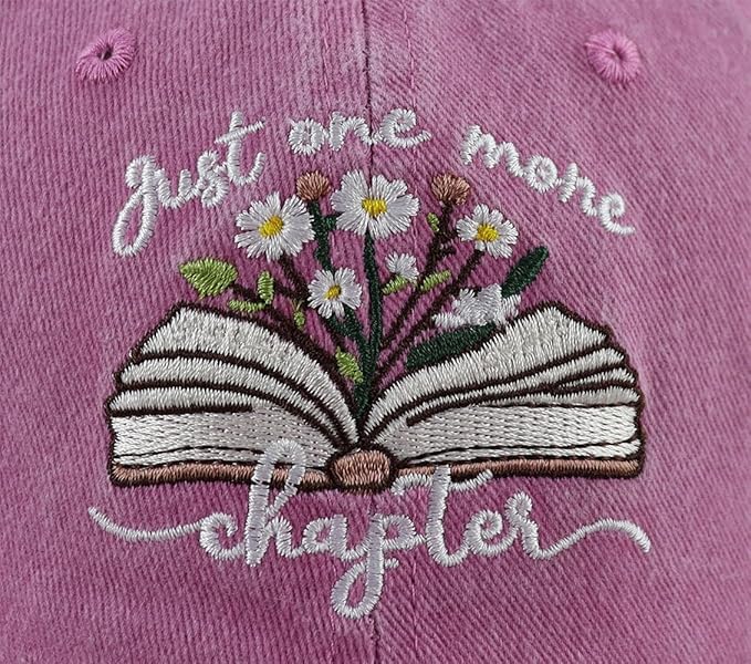 Just One More Chapter Hat for Men Women, Funny Adjustable Cotton Embroidered Bookish Baseball Cap