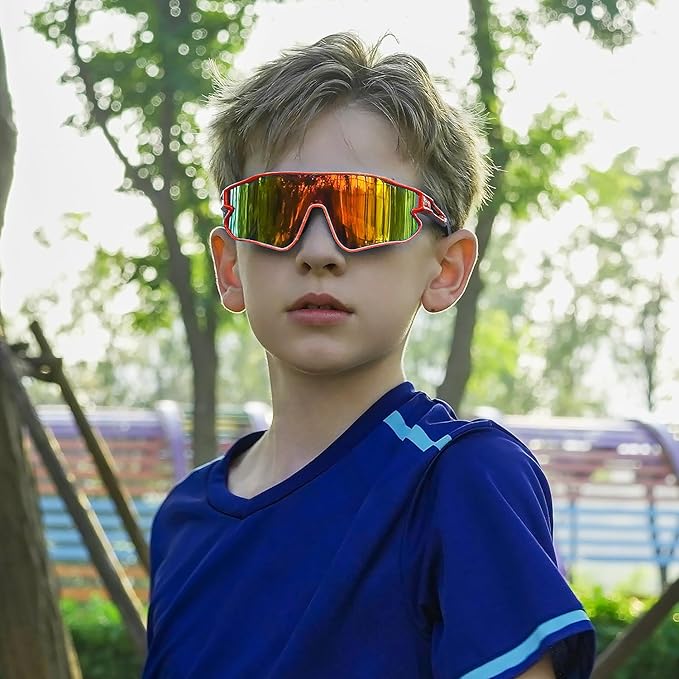 DUCO Kids Sunglasses Youth Baseball Sun Glasses Lightweight TR90 Frame UV400 Sports Cycling Shades for Boys Girls DK268