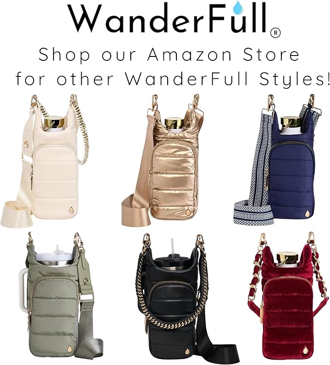 WanderFull® Original HydroBag® Collection, Water Bottle Holder, Gift for Women, Mom, Girlfriend, w/Strap & Phone Pocket, Hands-Free Crossbody Water Bottle Bag