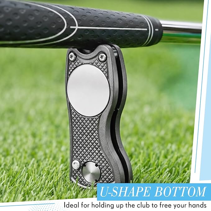 Poen Pcs Golf Divot Tool Golf Repair Tool with Magnetic Ball Marker and Popping Button Metal Foldable Switchblade Repair Fixer for Golfers Prizes