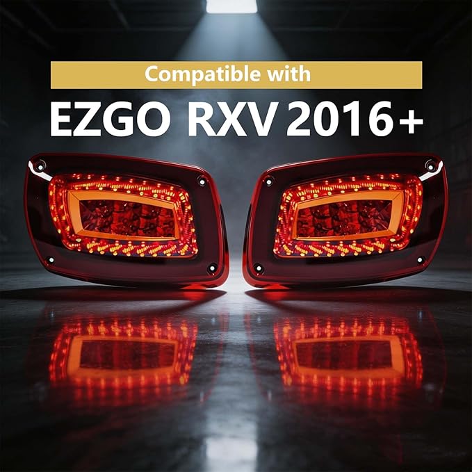 Golf Cart LED tail Lights, 12V Rear Lights with 4 Wire for 2016 + EZGO RXV,Replace Brake Lights Assembly for EZGO RXV 2016+ Gas & Electric Models