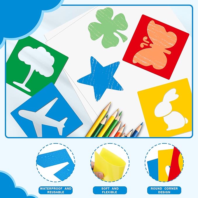 24 Pieces Stencils for Kids, Large Drawing Stencils Chalk Template, 8 Inches - Image 4