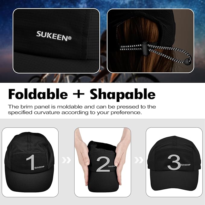 Sukeen Lightweight Sun Hat for Women Men,Quick Drying Baseball Cap UPF50+ Running Hats Foldable Sport Cap for Outdoor Daily