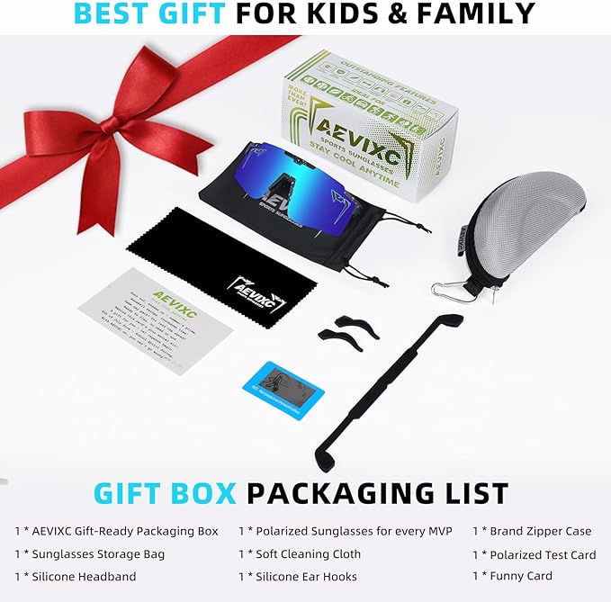 2-Sizes Kids Youth Baseball Sunglasses Men Women Vipers Sunglasses Softball Boys Girl True Polarization &UV Protection