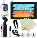 Golf Essentials Accessories Set for Men – Golf Towel, Golf Impact Stickers, Ball Marker with Pen, Cleaning Brush, Golf Balls & Tee Holder, Tee Alignment Tool – Thoughtful Golf Gift Set