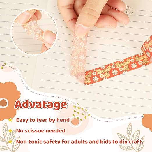 12 Rolls Washi Tape Set, Retro Boho Flower Butterfly Masking Tapes, Doodle - Image 4