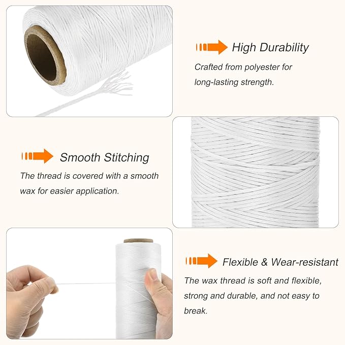 MECCANIXITY Waxed Thread, 197 Yard 1mm 210D Flat Wax Thread Polyester Waxed - Image 3