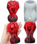 Hand Holding Rose Candle Mold, 3D Flower Silicone Mold by ZQYSING