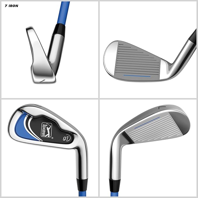 PGA Tour Youth Golf Club Set for Ages 5-15+ (3’5”-5’10”), Right and Left-Handed Kids Golf Sets – Beginner Junior Golf Clubs with Lightweight Stand Bag, Mallet Putter, Hybrid, Driver