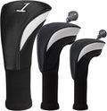 Golf Club Head Covers for Woods 3/4/5/6 Pieces Long Neck Mesh Sports Golf Club Headcovers Set with Interchangeable No. Tags 3 4 5 6 7 X Golf Accessories for Men Women