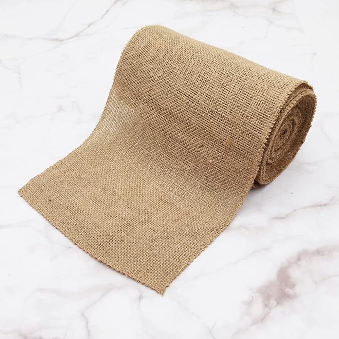 INSPIRELLE 8" Natural Burlap Fabric Roll 10 Yards Jute Ribbon - Image 2