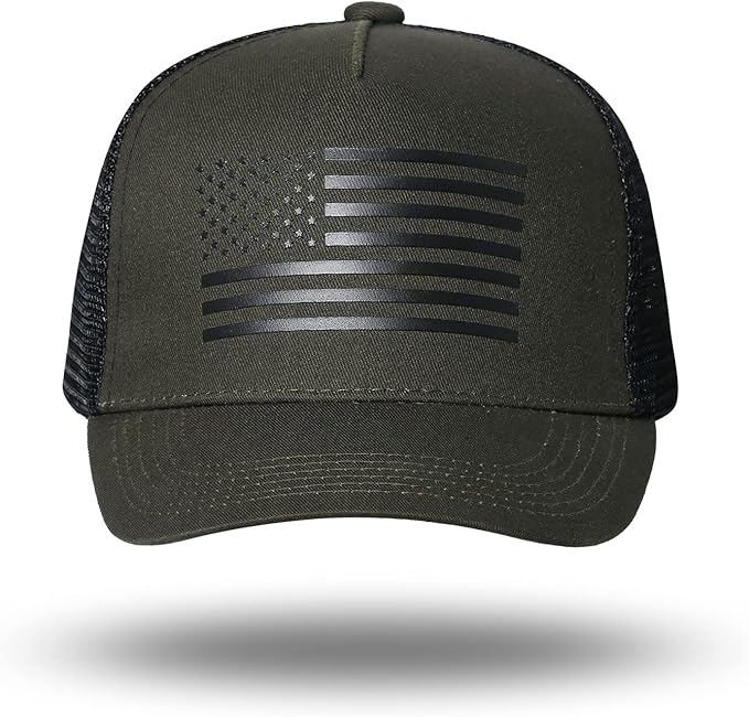 American Flag Trucker Hat - Snapback Hat, Baseball Cap for Men Women - Breathable Mesh Side, Adjustable Fit - for Casual Wear