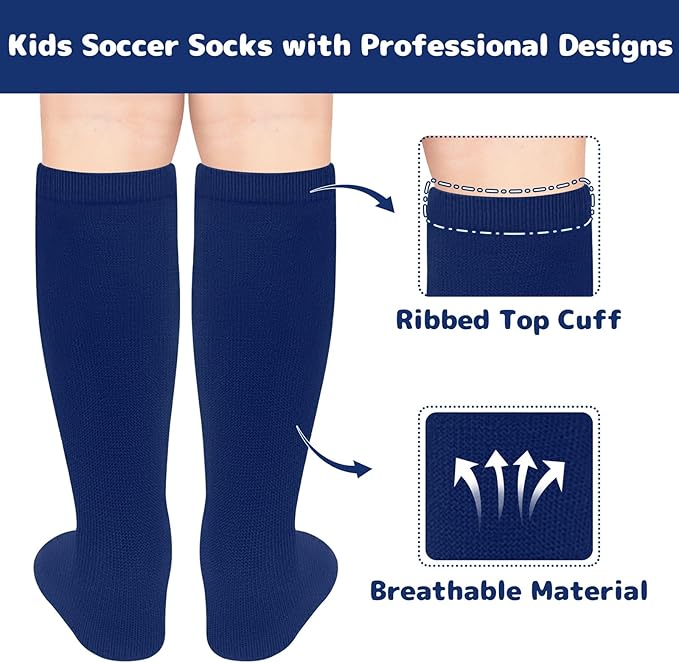 Olreco 1 Pack Toddler Kids Youth Soccer Socks Girls Boys Baseball Socks Youth Knee High Softball Football Accessories Cotton