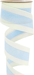 MEEDEE Blue and White Stripe Ribbon Wired Ribbon 2.5 Inch Light Blue Burlap by MEEDEE