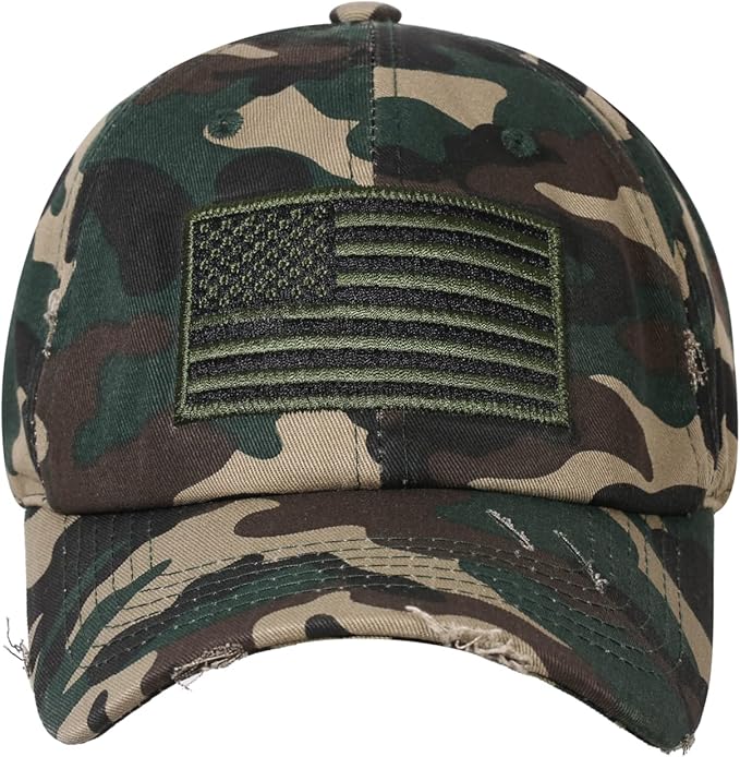 IIN American Flag Baseball Cap for Men Women Low Profile USA Army Tactical Operator Military Plain Dad Hat