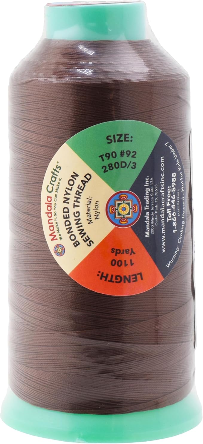 Mandala Crafts Bonded Nylon Thread Brown Heavy Duty Sewing Threads - Image 3