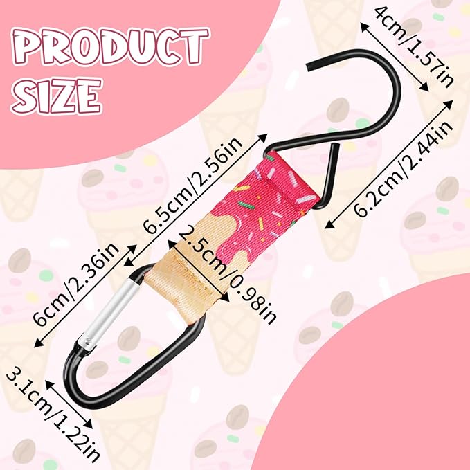 Eyourlife Dugout Organizer Fence Hooks Baseball Softball Gift for Bag Backpack Glove Helmet Drinking Bottle Hanging with Name Luggage Tag Charm Team Gift for Coach Mom 6set pink ice cream drip 1 hook