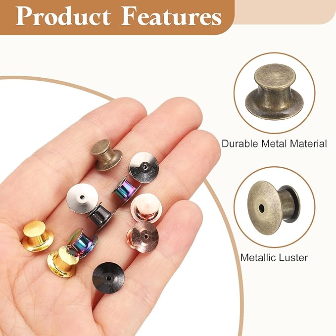uxcell 30Pcs Metal Locking Pin Backs, Pin Keepers Locking Clasp Flat Head Clamp - Image 3