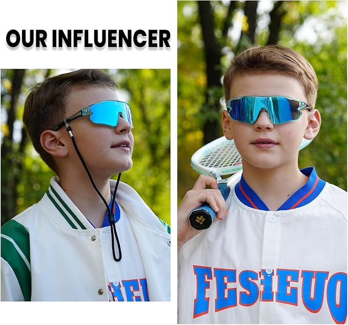 DUCO Kids Sunglasses Youth Baseball Sun Glasses Lightweight TR90 Frame UV400 Sports Cycling Shades for Boys Girls DK268