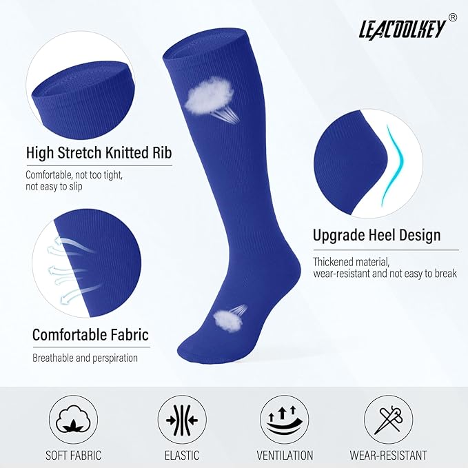 LEACOOLKEY Baseball Belt and Socks Combo Set Adjustable Softball Socks and Elastic Belt for Youth and Adult