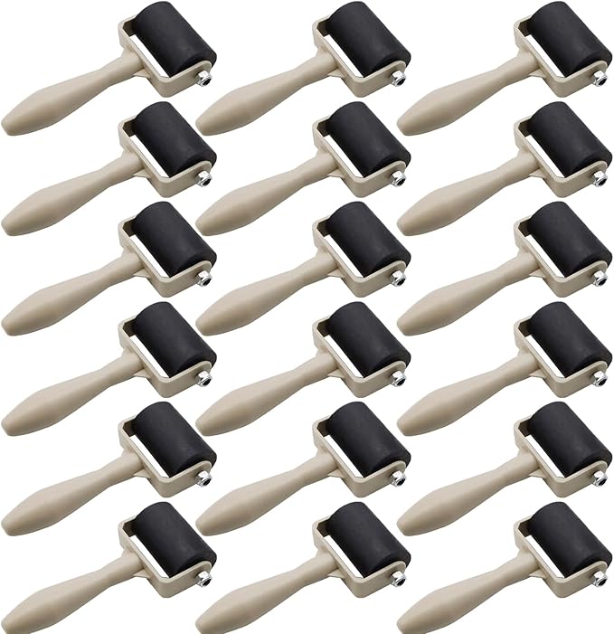 HRJZF Rubber Brayer Roller Set, 16 Pack, 1.4 Inch, Printmaking and Stamping by HRJZF