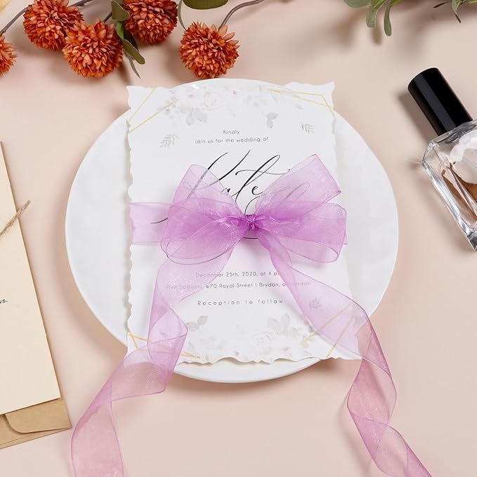 Ribbon for Gift Wrapping 3/4 inch Lavender Sheer Organza Ribbon for Flower - Image 3