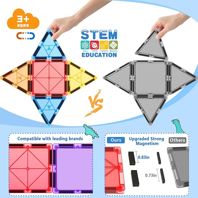 100PCS Magnetic Tiles STEM Building Toys Set - Image 2