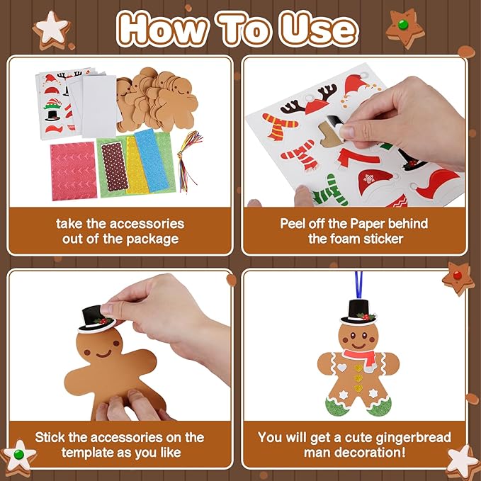 Fennoral 24 Pack Gingerbread Man Craft - Image 3