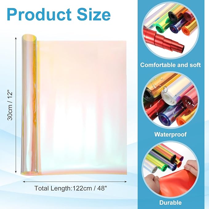 MECCANIXITY Holographic Clear PVC Vinyl Film Holographic PVC Fabric Waterproof - Image 2