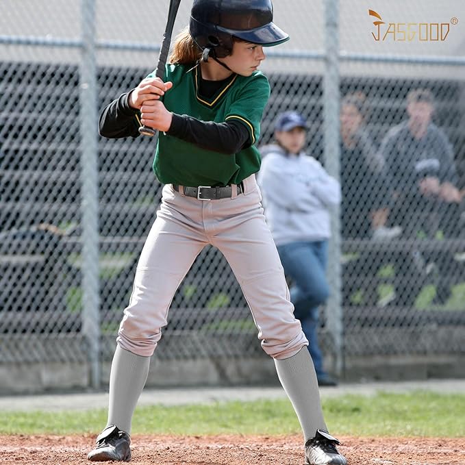 JASGOOD 2 Pack Baseball Socks and Belt Combo Set Softball Socks and Belts Elastic Waist Belt for Youth and Adult Boys