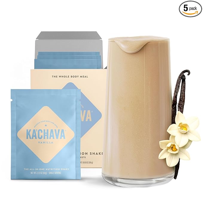 Ka’Chava Whole Body Meal Shake Vanilla, 5-Count Travel Size Sachets – Vegan by KaChava
